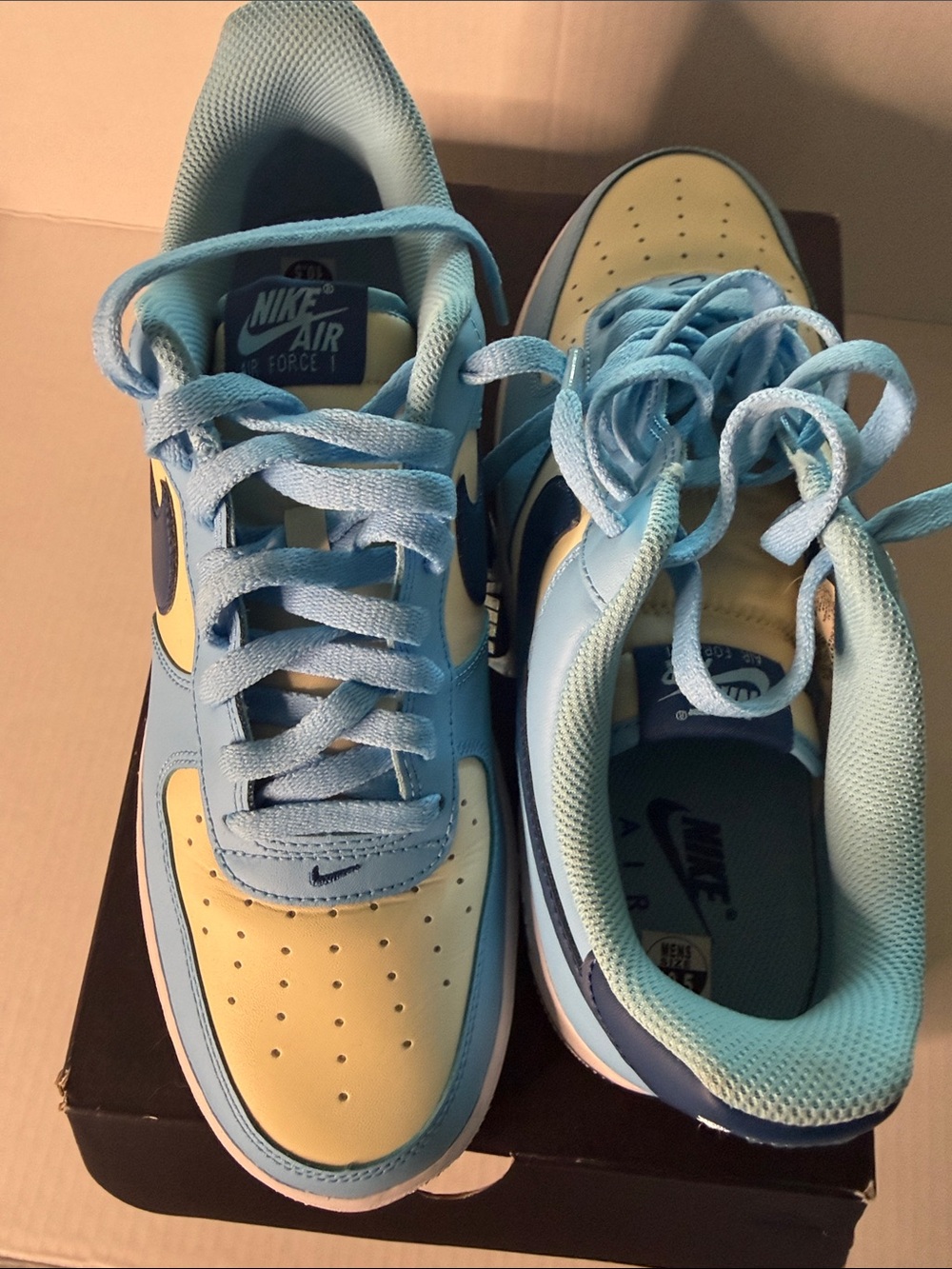 Nike Air Force 1 Low Top Sneakers in Light Blue and Cream